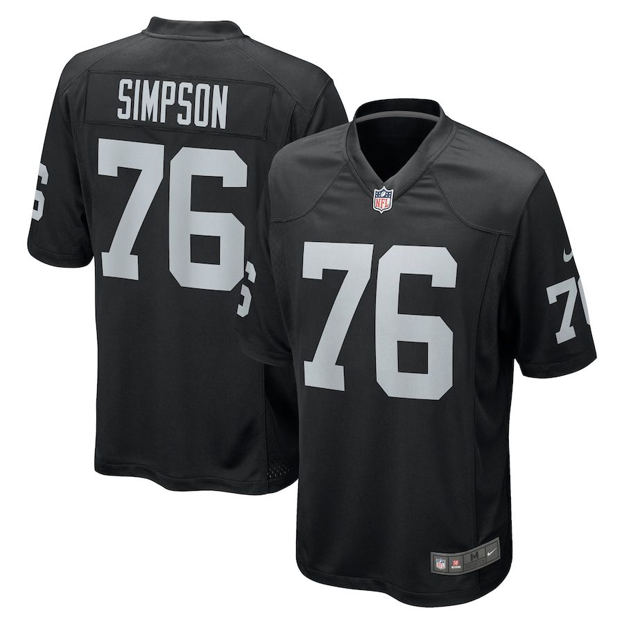 Men Oakland Raiders #76 John Simpson Nike Black Game NFL Jersey->oakland raiders->NFL Jersey